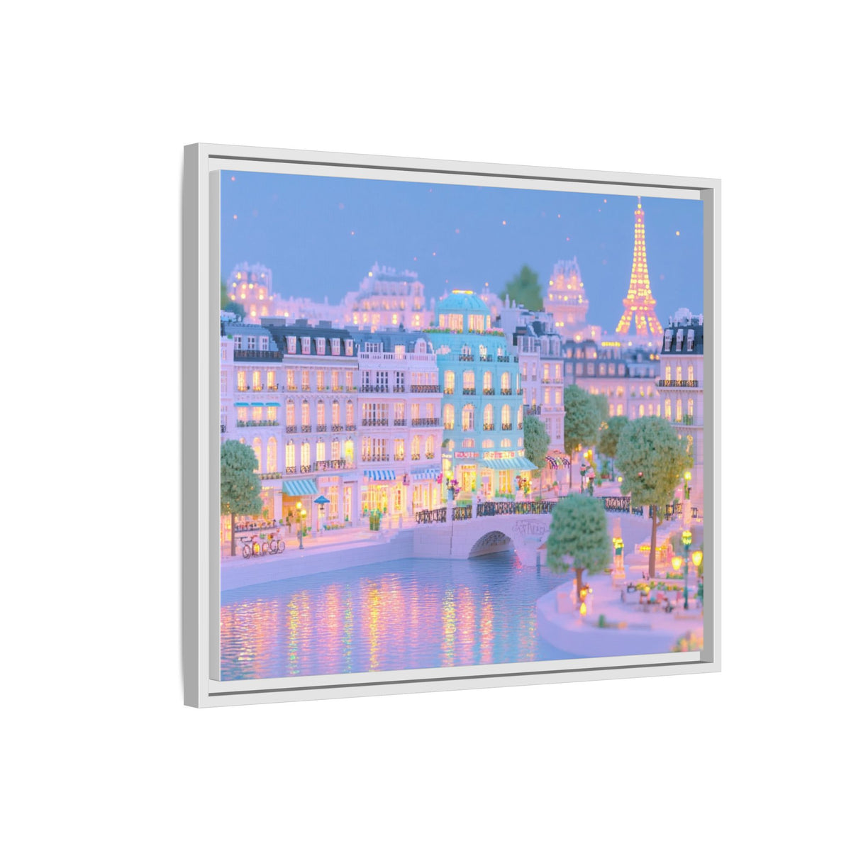 Pastel Paris Eiffel Tower Framed Canvas