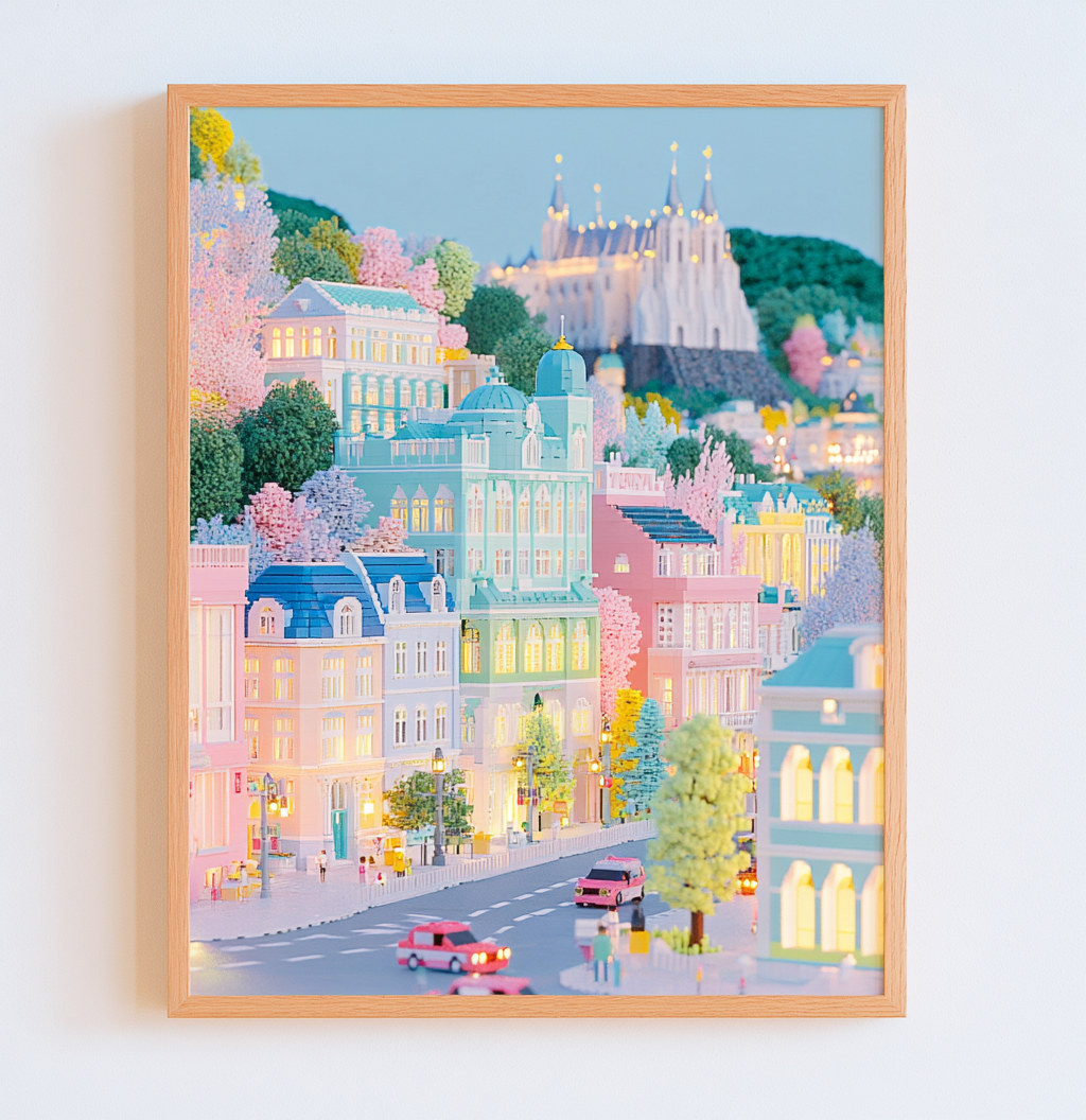 Pastel Prague Castle Poster