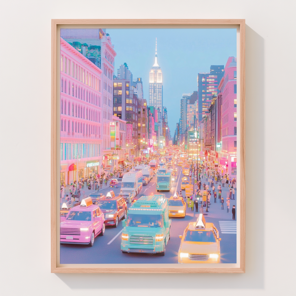 Pastel NYC Midtown Avenue Poster